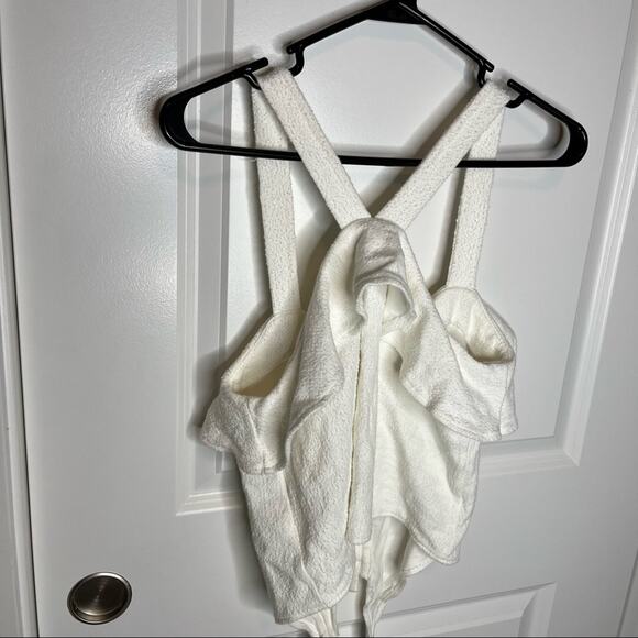 Madewell Texture & Thread White Ruffle Button Down Front Tie Tank Top Size XS - Picture 6 of 7